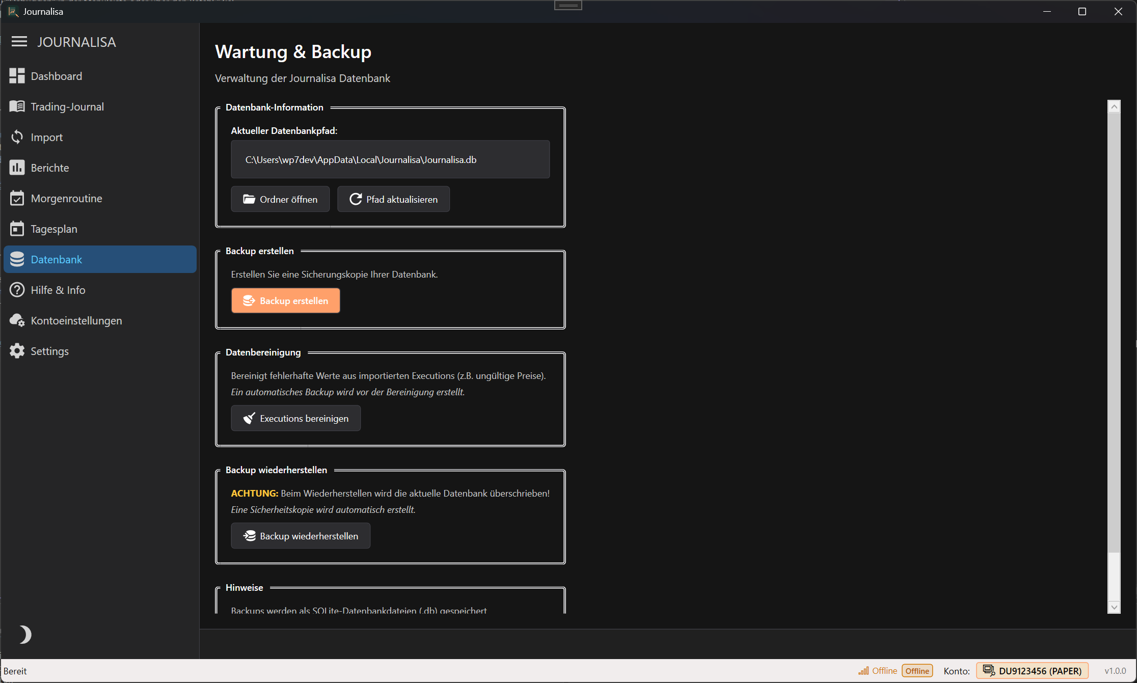 Datenbank und Backup